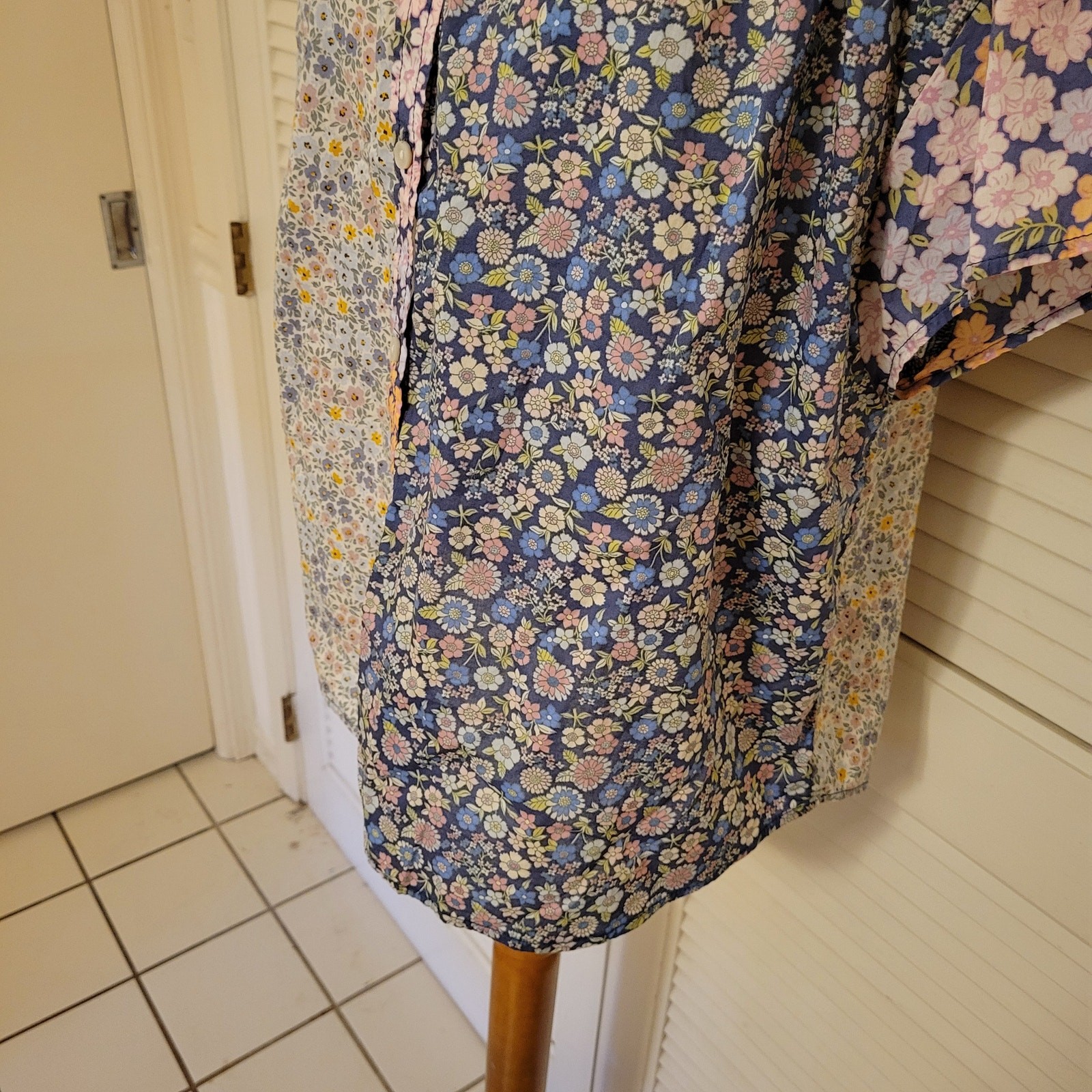 Boho Patchwork Floral Button Up Shirt American Ea… - image 3