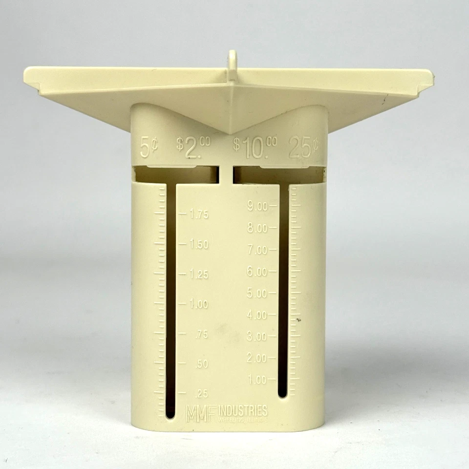 Classificador de moedas MMF Industries contador de concurso bege feito nos EUA 4 tubos 224-0006-14 - Imagem 2 de 4