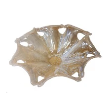 Murano Style Vintage Organic 12" Art Glass Bowl | Alabaster Swirl MCM Opalescent