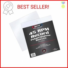 BCW 45 RPM Record Sleeves - 100 Count  Fits Standard 7 Inch Single 45s  Snug-F