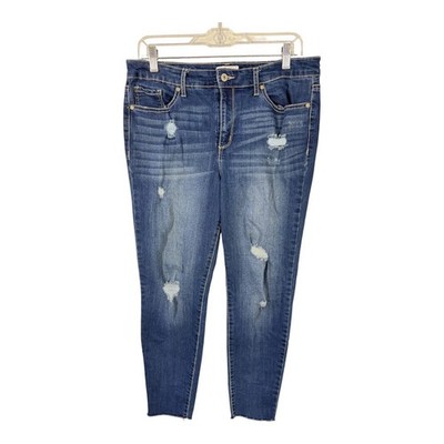 Sofia Jeans by Sofia Vergara Women s Distressed Jeans Size 12 Blue Skinny Ankle