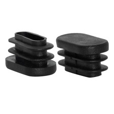 8 Pcs Black Plastic Chair Plugs 15x30mm Oval Tubing End Caps Furniture Glides