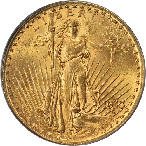 1913-S Saint-Gaudens Gold $20 PCGS MS63 OGH Great Eye Appeal Strong Strike