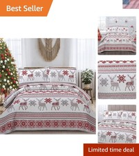 Soft  Lightweight King Christmas Comforter with Reindeer - Perfect Holiday Gift