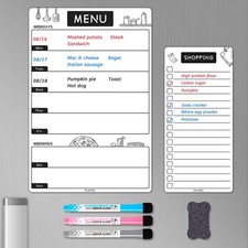 Magnetic Dry Erase Menu Board for Fridge, Weekly Meal Planner 8 inches, White