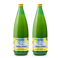 Italian Volcano Organic 100% Lemon Juice Glass Bottles, 1 L (33.8 fl oz), 2-pack