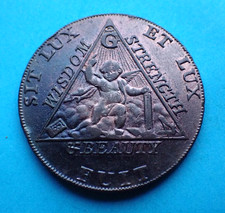 MASONIC VERY RARE ANTIQUE  1790 PRINCE OF WALES ELECTED G.M. HALFPENNY COIN no.2