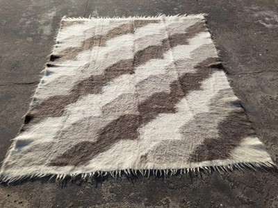 Vintage Handmade Oriental Moroccan Wool Multicolor Kilim Rug 7.1x6.2 ft