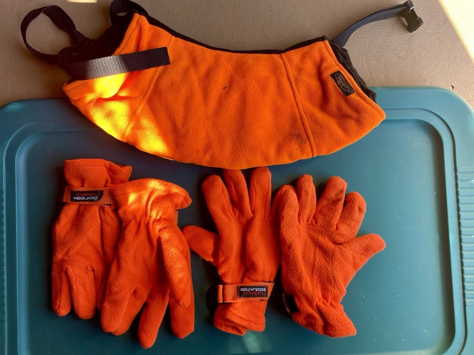 2 Pares de Guantes de Caza Naranja Thinsulate con Cinturón Calentador de Manos Talla L Foto 4 de 4