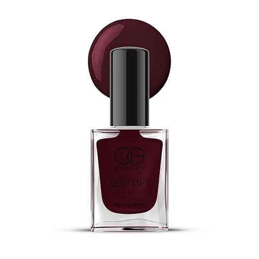 OG BEAUTY Mattify Nail Paint - Wineberry Dream (10 ml) | Bold Matte Shade, Vegan