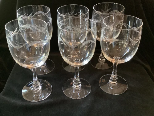 Vintage Fostoria "Carousel" (6) Water Goblets - Stem 6080 - Cut 863