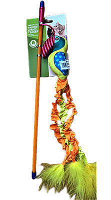 Vibrant Life Parrot Wand  Teaser Cat Toy, With Catnip