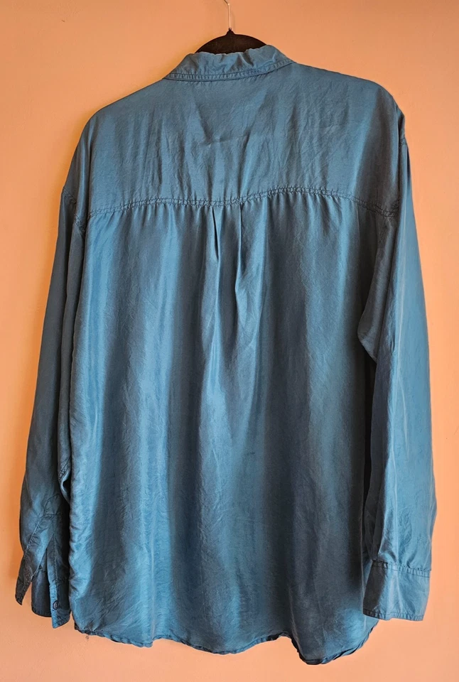 Montage Pour Home Silk Fuschia Mens M  Button Up Shirt, teal vintage - Image 2 of 3