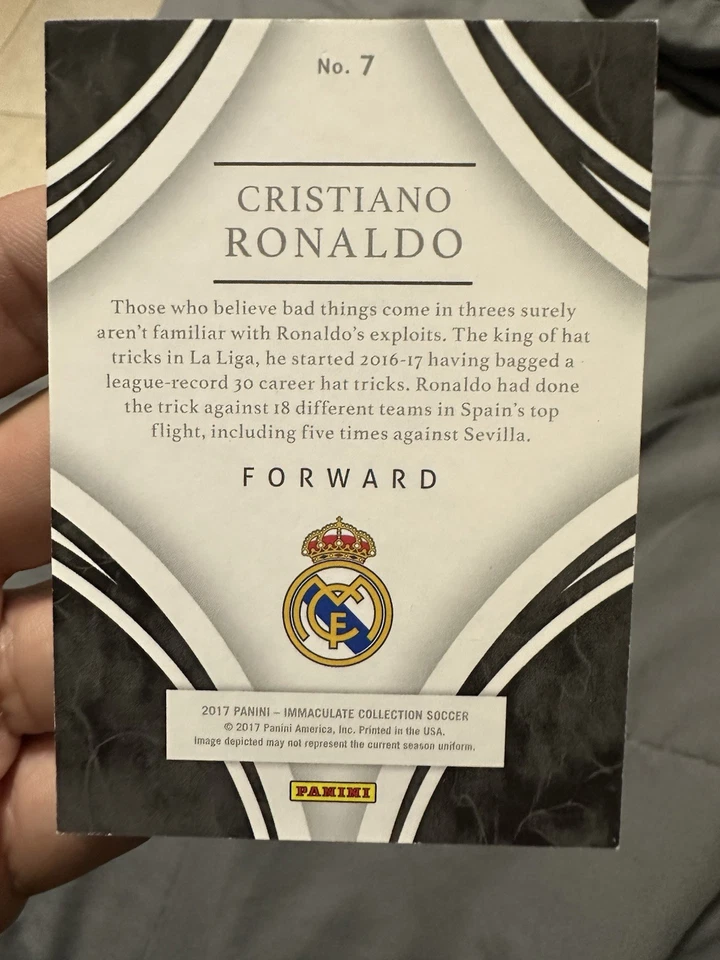 2017 Panini Immaculate Collection Real Madrid Cf Cristiano Ronaldo Base 63/75 - Image 3 of 3