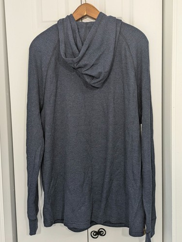 Unbranded Men's Size Large Long Sleeve Shirt Blue Hooded Waffle Knit - Picture 2 of 4