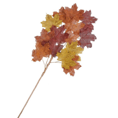 26'' Assorted Colored Stiffened Burlap Maple Leaf Spray