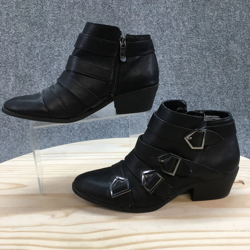 Sam & Libby Botas Mujer 6 Botines Tacones Hebilla Correas Cuero Negro Cremallera Foto 2 de 4
