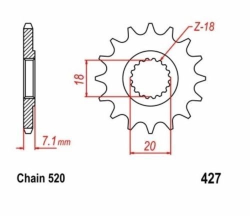 Pignon 12 dents chaîne 520 pour éliminer le jeu de boîte sur Suzuki PE 175