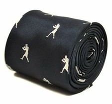 Frederick Thomas blue mens tie with boxing silhouette design