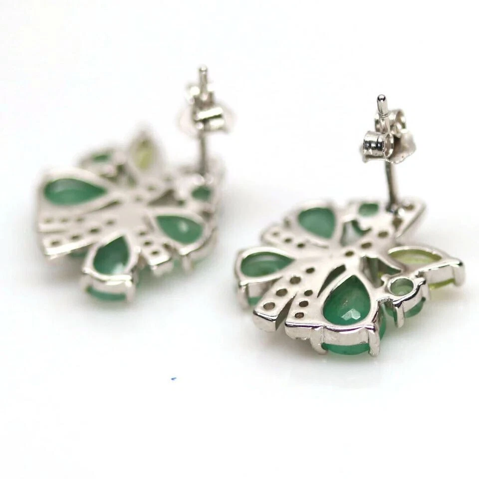 Traumhafte echte Smaragd und Peridot Ohrringe in Sterling Silber - Bild 3 von 3