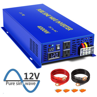 Pure Sine Wave Solar Inverter 4000W 12V DC to 120V AC Car Power Inverter