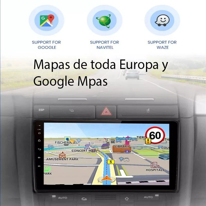 Radio Pantalla Android 12 GPS USB CARPLAY BT RDS WIFI para AUDI A4 Seat Exeo - Imagen 4 de 4