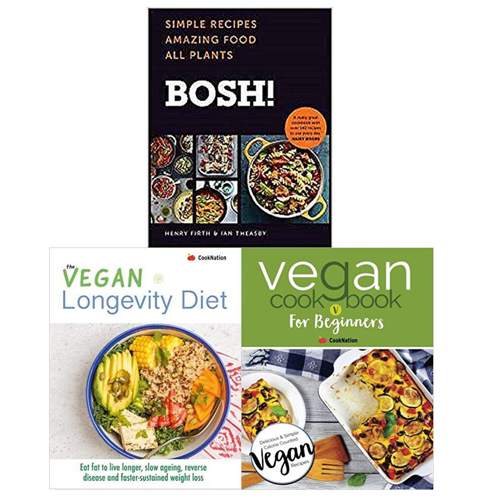 BOSH,Vegan Longevity Diet & Cookbook For Beginners 3 Books Collection Set New