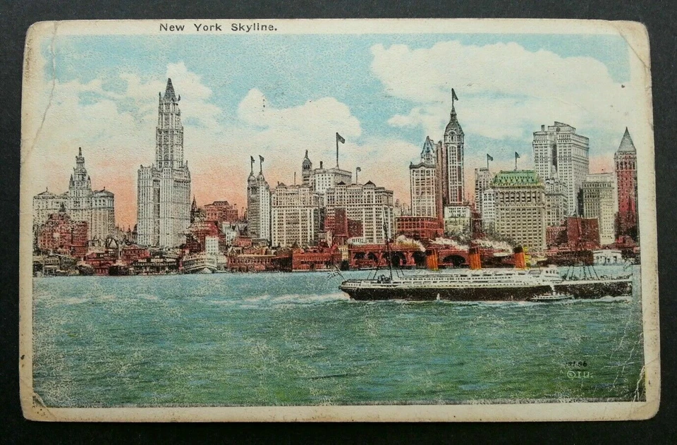 [SJ] USA To Germany New York Skyline 1926 (postcard USED *Red Cross cancellation - Image 2 of 4