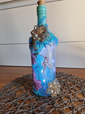 Design Flasche ''TROPICAL KOLIBRI'' mit Led Licht - Außergewöhnliches Geschenk