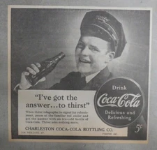 Coca-Cola ad: Fantastic  Artwork! from 1940's 7 x 7 inches I've Got The Answer !