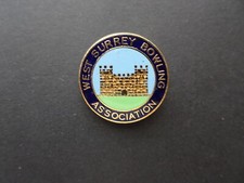 LBB089 GB  Surrey Vintage Lawn Bowls Association Enamel Badge