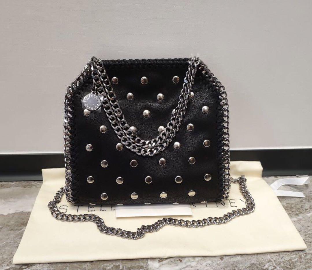 【関税&送料込】Stella Mccartney Borsa Falabella Mini Con Cr Stella McCartney Falabella Studded Chain Mini Tote Bag Black