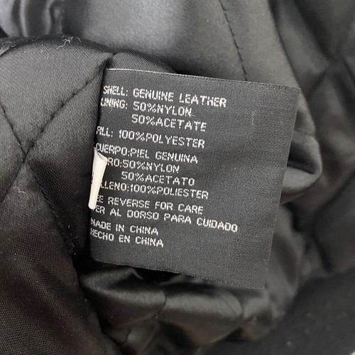 Men’s Large Leather Corvette Jacket Black Full Zip Embroidered Quilted Lining - Picture 9 of 11