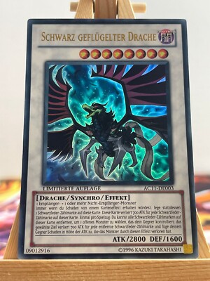 Yu-Gi-Oh Schwarz Geflügelter Drache – Ultra Rare, AC11-DE003, Inkl. Schutzhülle