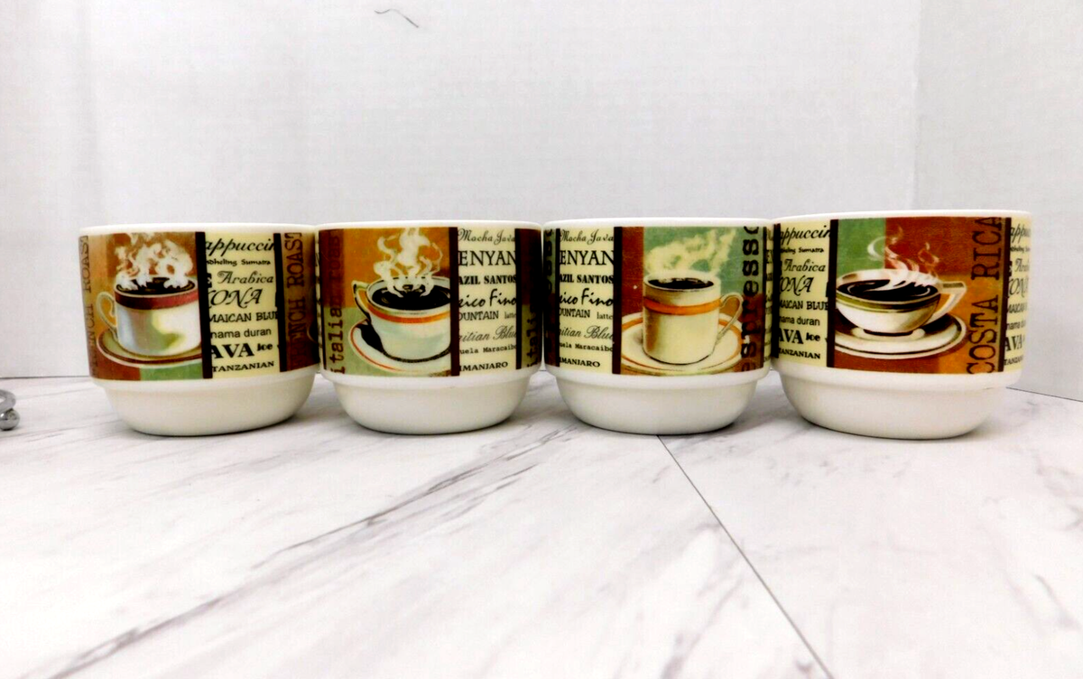 Stackable Coffee MUGS w/ Stacking Rack Set of 4 cups by Stackable Coffee MUGS w/ Stacking Rack Set of 4 cups by