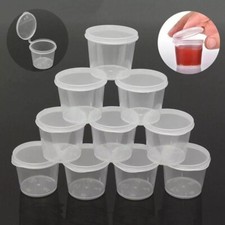 100pcs 1oz Food Containers Plastic Storage Tubs Sauce Cups Deli Pots with Lids