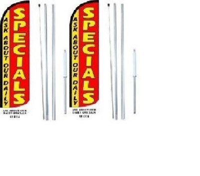 Ask About Our Daily Specials Swooper Flag with Complete Hybrid Pole Pack of 2