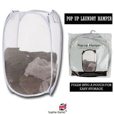 FOLDABLE LAUNDRY BAG Pop Up Mesh Washing Laundry Basket Toy Cloth Storage Bin UK