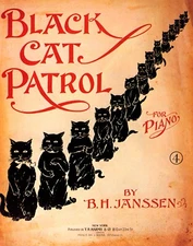 POSTER BLACK CAT PATROL FOR PIANO MUSIC NEW YORK SHOW VINTAGE REPRO FREE S/H