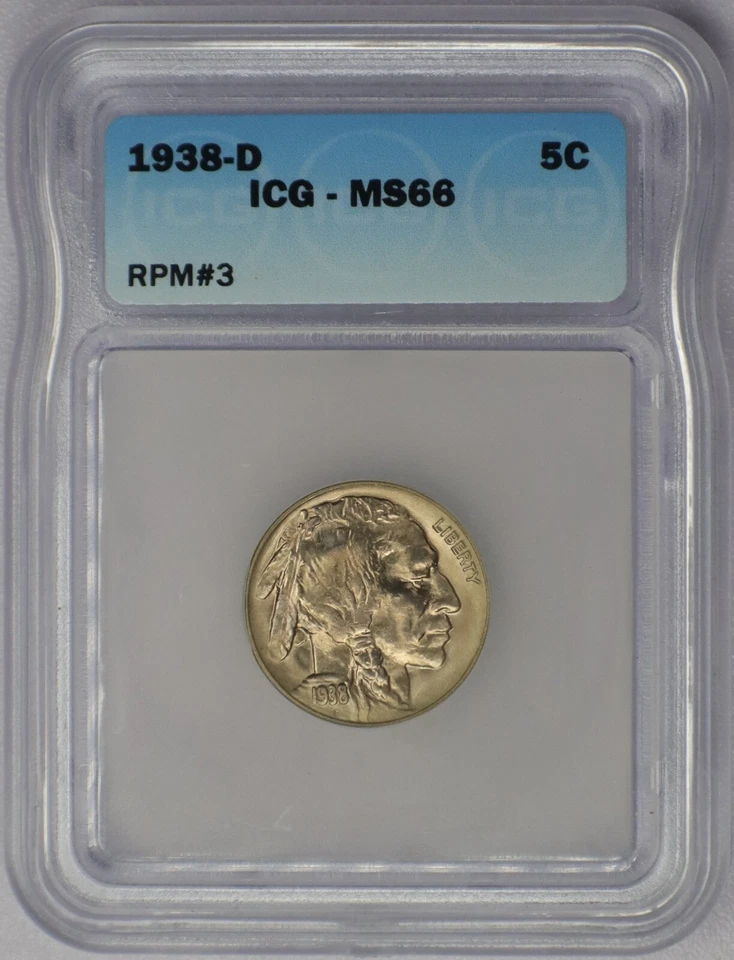 1938-D 5c Buffalo Nickel RPM#3 - ICG MS 66 - Image 3 of 4