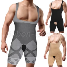 Mens Shapewear Tummy Control Full Body Shaper Slimming Bodysuit High Compression