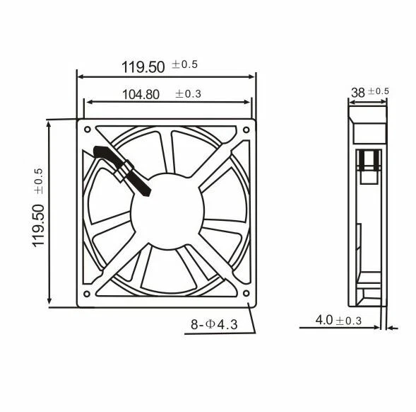 Computerlüfter Lüfter Gehäuselüfter Ventilator 2700 U/min AC 230V 120x120x38 mm - Bild 2 von 2