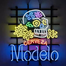 Cráneo de azúcar Cerveza Cerveza 24"x20" Lámpara de neón Luz Letrero Bar Club Pared Decoración Vidrio