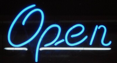 Open Turquoise Line White 20''x16'' Neon Light Sign Lamp Display Beer With Dimmer