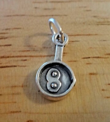 Sterling Silver 3D 18x10mm Frying Pan & 2 Fried Eggs Kitchen Charm