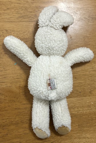 Vintage Baby Gund White Cream Bunny Rabbit Rattle Plush Stuffed Animal 1986 - Picture 3 of 5