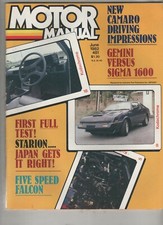 Motor Manual 1982 Jun Falcon XE Camaro Z28 Mitsubishi Starion Jaguar XFS Spyder 