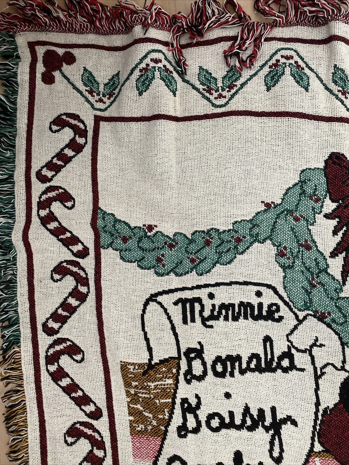 Disney Mickey Mouse Pluto Christmas Santa Woven Throw Blanket Tapestry 46x69”