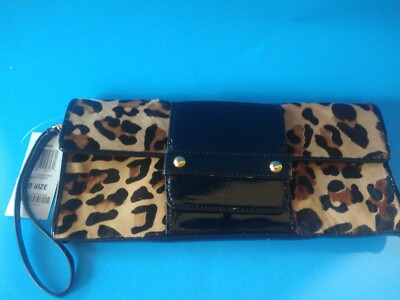 Alfani Leopard Hairprint Black patent leather wristlet