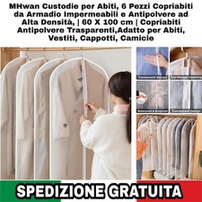 Custodie x Abiti, 6pz Copriabiti Da Armadio Impermeabili E Antipolvere 60x100cm